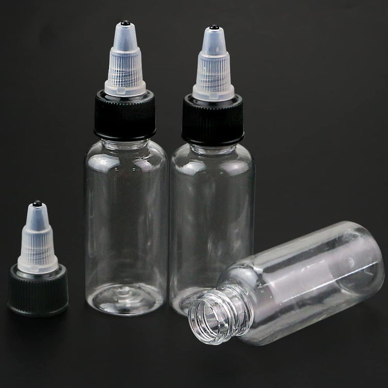 ISUSSER Pack of 40 PCS Clear Refillable Empty Plastic Squeeze Bottle with Black Twist Top Caps, 1oz/30ml - Image 4