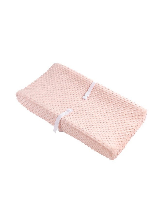 Aullar Solid Changing Table Pad Cover Cradle Sheet, Fits 32"/34''x16 Contoured Diaper Changing Pad, Ultra Soft Cozy Dots Plush Changing Table Covers, Breathable Wipeable Removable (Light Pink) - Image 3