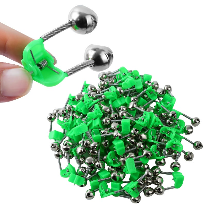 Prdiozyn 46PCS 3rd Generation Plastic Fishing Bells Fishing Rod Alarm Bell with Extra Loud Dual Alert Bells Clip Fishing Bells for Rods Easy for Night Ice Fishing Green - Image 2