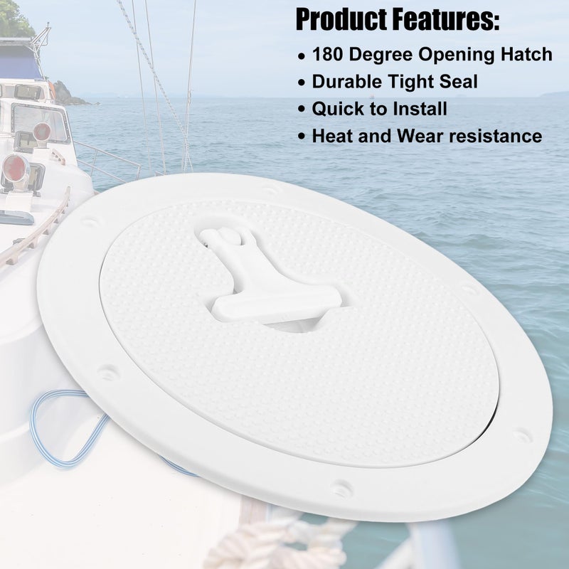 uxcell 6" Boat Hatch Round Inspection Deck Plate Marine Access Hatch with Detachable Cover Non-Slip White with T-Handle Pre-drilled Holes for Yacht RV - Out Dia 8.35" Cutout Dia 6.89" - Image 4