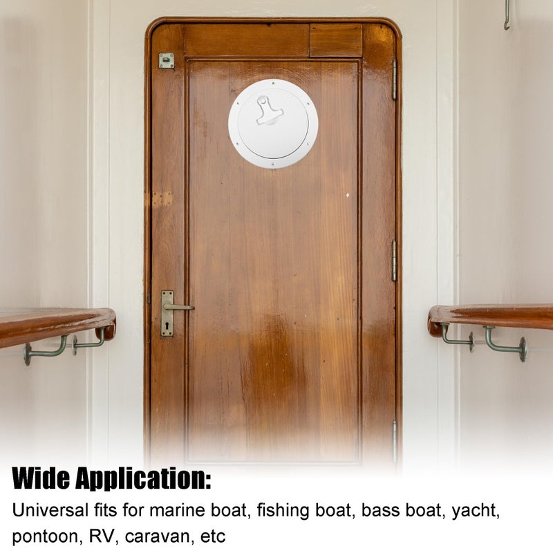 uxcell 6" Boat Hatch Round Inspection Deck Plate Marine Access Hatch with Detachable Cover Non-Slip White with T-Handle Pre-drilled Holes for Yacht RV - Out Dia 8.35" Cutout Dia 6.89" - Image 2