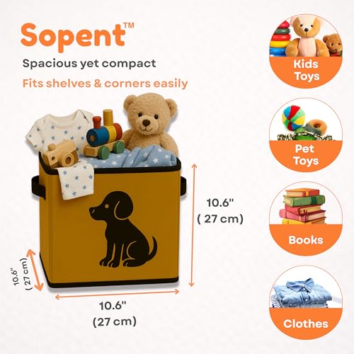 Sopent Dog Toy Basket & Toy Storage Organiser – Foldable Fabric Pet Storage Box for Dogs & Pets, Dog Organizer, Dog Toy Box, Home Basket, 10.6 Inch - Image 2