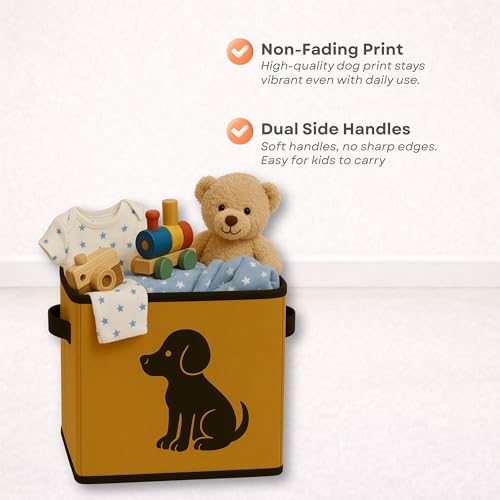 Sopent Dog Toy Basket & Toy Storage Organiser – Foldable Fabric Pet Storage Box for Dogs & Pets, Dog Organizer, Dog Toy Box, Home Basket, 10.6 Inch - Image 5
