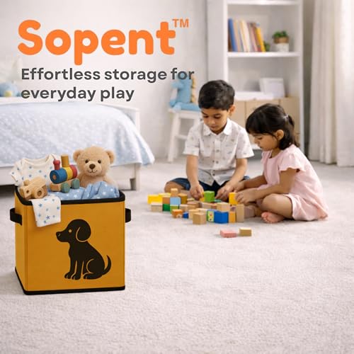 Sopent Dog Toy Basket & Toy Storage Organiser – Foldable Fabric Pet Storage Box for Dogs & Pets, Dog Organizer, Dog Toy Box, Home Basket, 10.6 Inch - Image 3