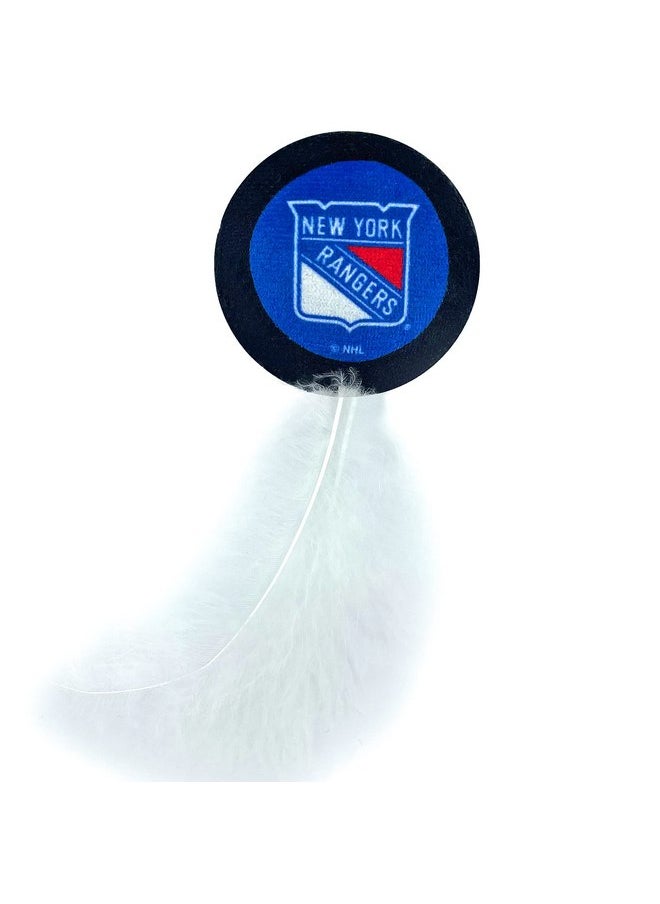 BEST PLUSH CAT TOY: NHL NEW YORK RANGERS Complete Set of 3 piece Cat Toys filled with Fresh Catnip. Incl: 1 Jersey Cat Toy, 1 Hockey Puck Cat Toy with Feathers & 1 #1 Fan Cat Toy. All with Team LOGOS