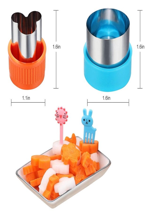 Tonity مجموعة قوالب تقطيع الخضار من تونيتي، 24 قطعة، مجموعة قوالب تقطيع البسكويت الصغيرة، قوالب طوابع بسكويت الفاكهة والمعجنات مع 30 قطعة من أعواد الطعام والشوك - ملحقات خبز وتكميل غذائي للأطفال - Image 2