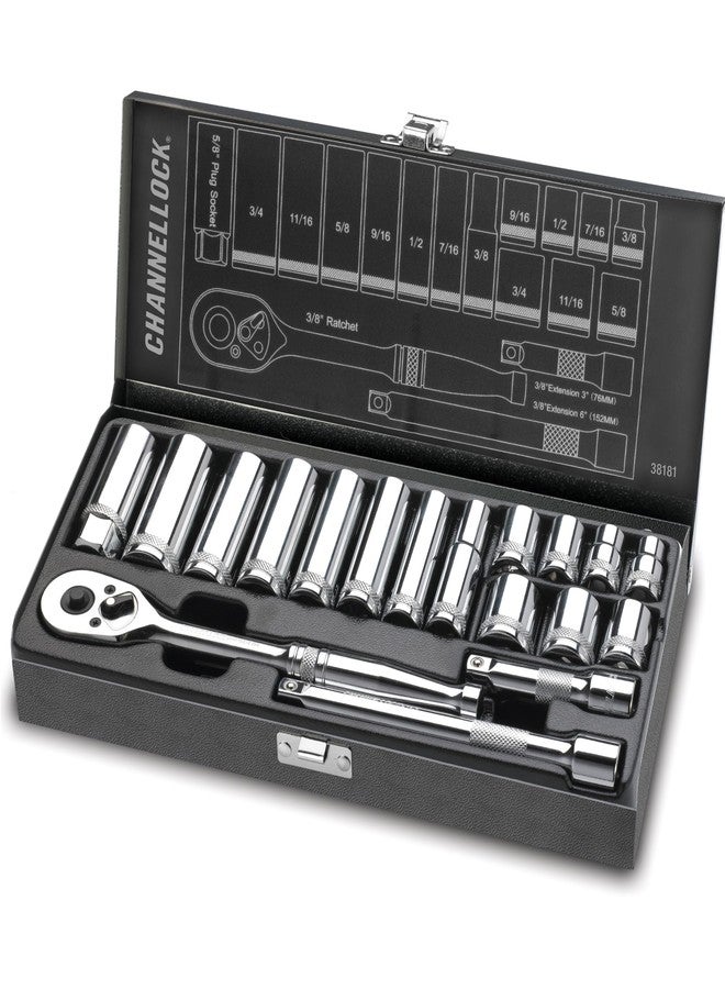 Channellock 38181 3/8" Drive Standard Socket set, 18 Piece - Image 1