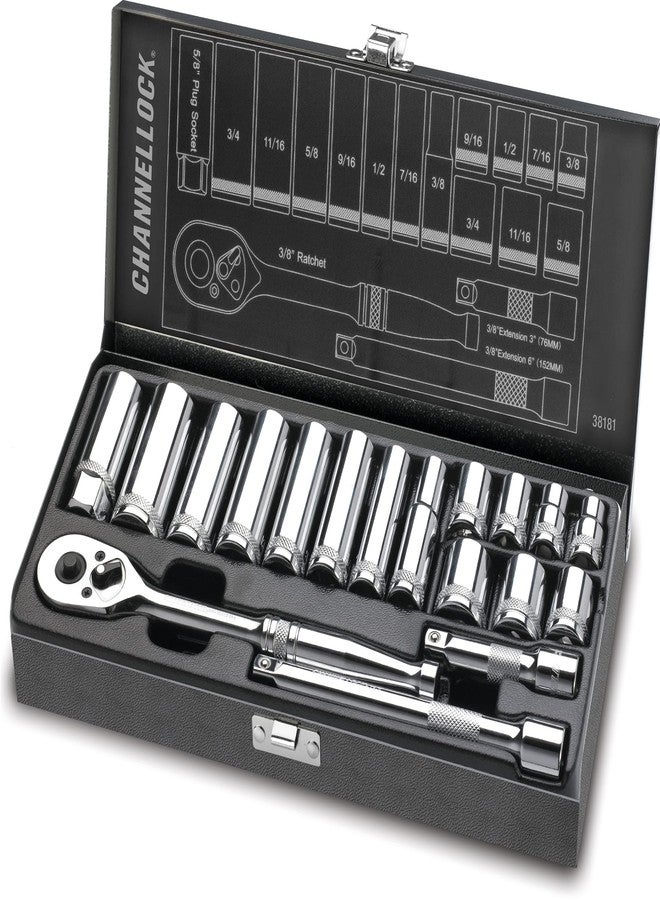 Channellock 38181 3/8" Drive Standard Socket set, 18 Piece - Image 3