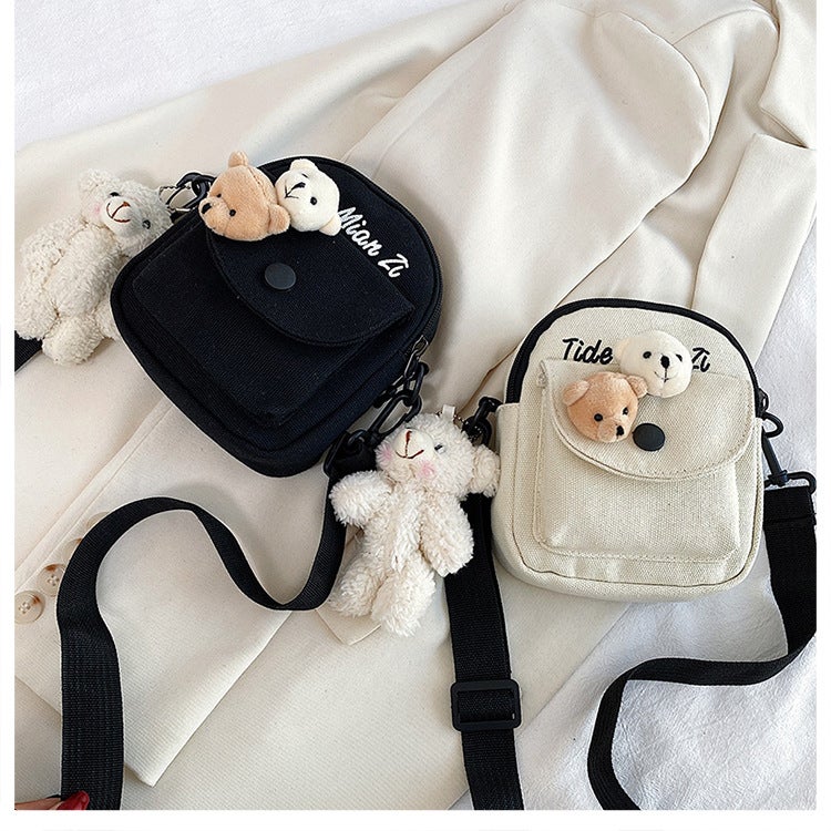 Canvas Crossbody Bag with Letter Pattern for Women - Image 4
