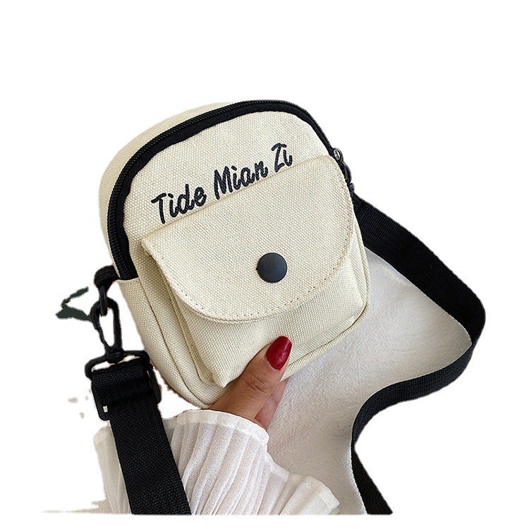 Canvas Crossbody Bag with Letter Pattern for Women - Image 5