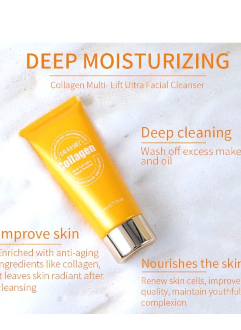 RASHELL Collagen Multi-lift ultra facial cleanser White 80ml  - Image 2