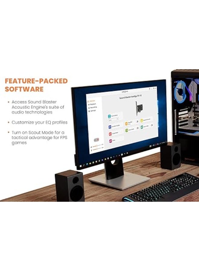 Creative Sound Blaster Audigy Fx V2 Upgradable Hi-res Internal PCI-e Sound Card with 5.1 Discrete and Virtual Surround, Scout Mode, SmartComms Kit for PC - Image 2