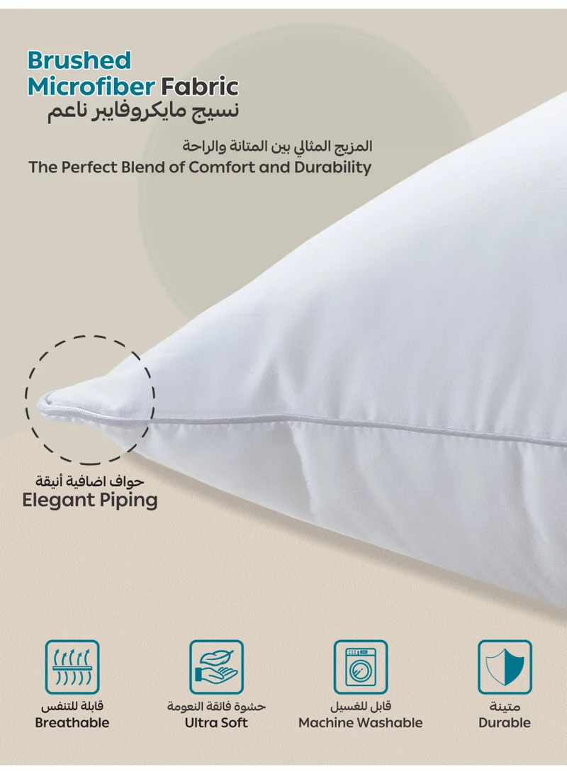 Donetella White 4 4-Pcs Luxury Hotel Pillows 1000 GSM – Down Alternative Filling, Soft Microfiber Cover, Anti-Allergy Bed Pillows, White  | Best Price UAE