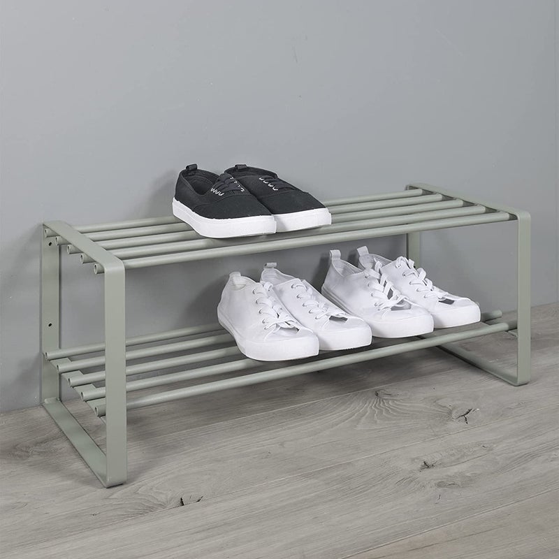 INDIAN DECOR INDIAN DECOR 38538 Entryway 2Tier Metal Shoe Rack shoe Storage Shelf with epoxy coating Each Tier Fits 3 Pairs of Shoes Entryway Shoes Organizer in Grey 27 x 70 x 29cm - Image 2