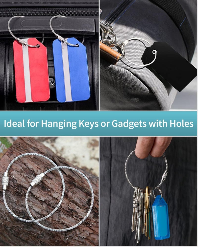 Pawfly 5 Inch/10 Inch Wire Keychain Cable Large Stainless Steel Key Ring Loop Holder, 20/50/100 Pack - Image 3