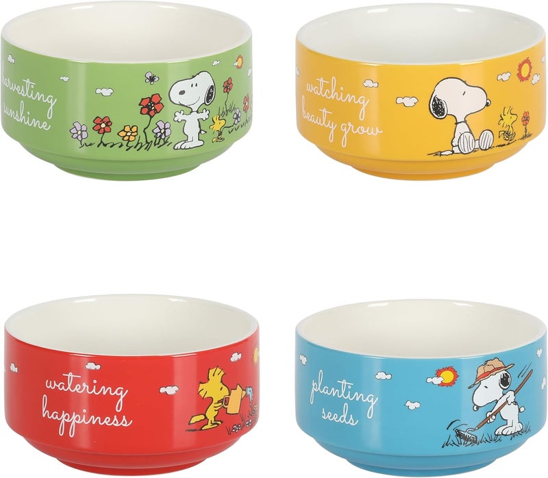 Peanuts Peanuts Snoopy 4 Pack Stackable 55 Decorated Stoneware Bowl Set  - Image 4
