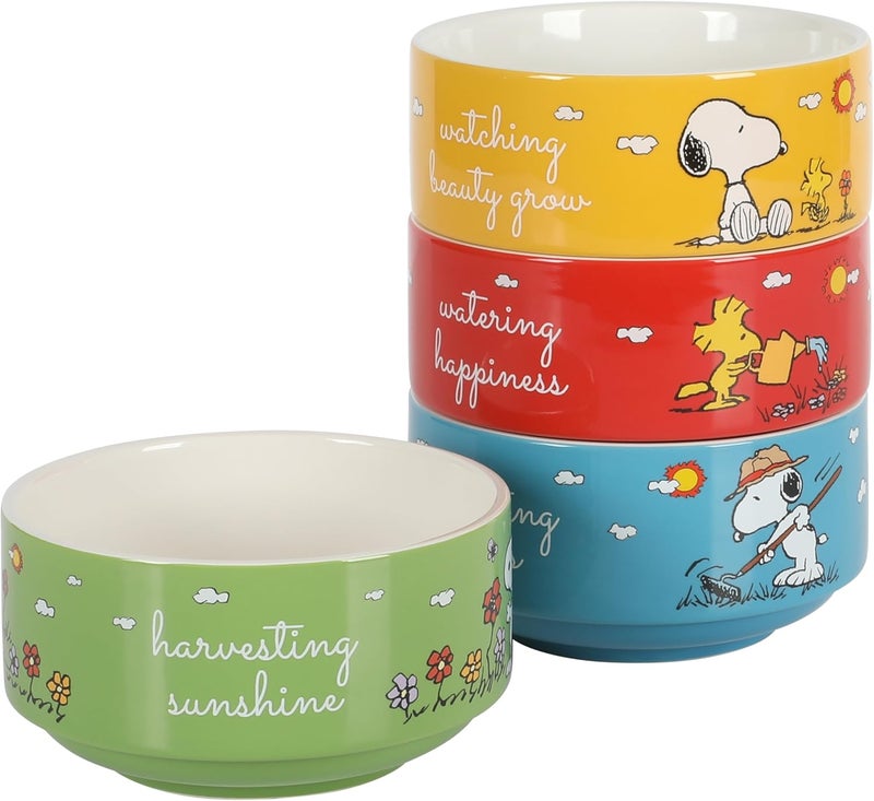 Peanuts Peanuts Snoopy 4 Pack Stackable 55 Decorated Stoneware Bowl Set  - Image 1