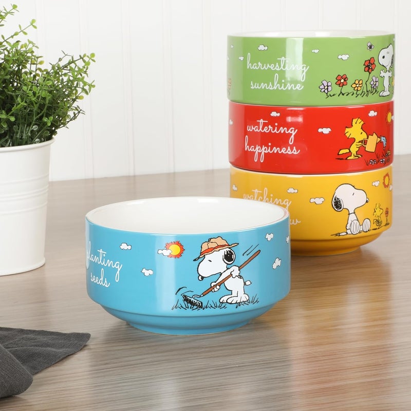 Peanuts Peanuts Snoopy 4 Pack Stackable 55 Decorated Stoneware Bowl Set  - Image 3