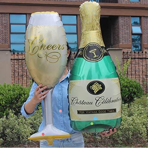 Balloonistics Large Champagne Wine Glass and Champagne Bottle Shaped Balloons 36 Inches - Image 3