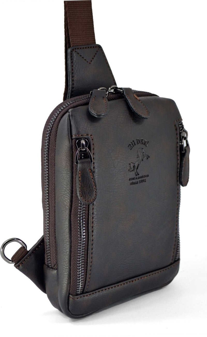 EN Deri EN Leather Men's Brown Casual Crossbody Shoulder Bag Crossbody Bag  - Image 1