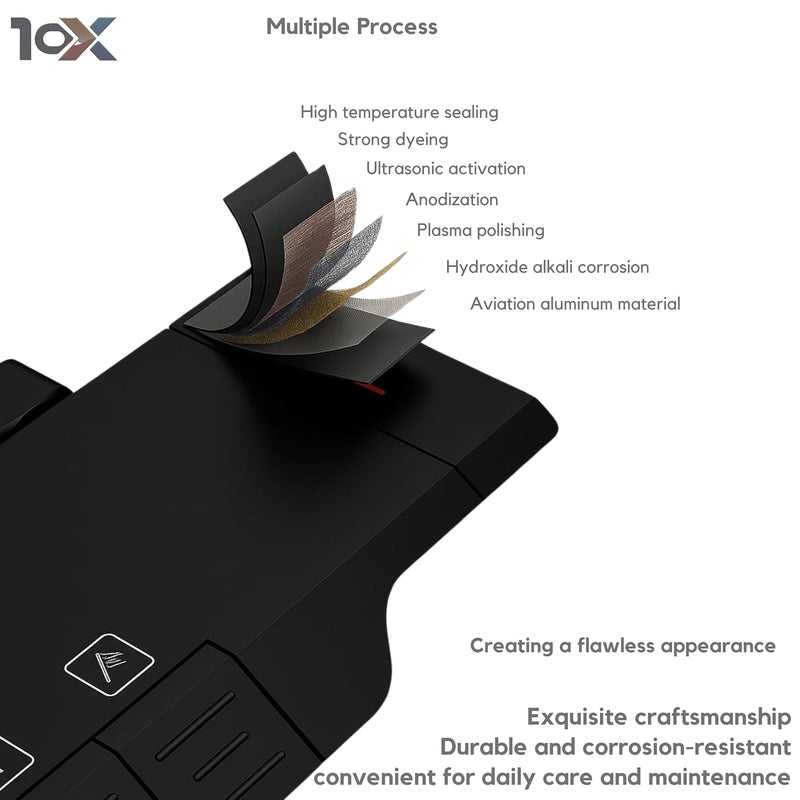 10X All Black Wall Mixer 2 in 1 for Bathroom ZH-7104 | Hot & Cold | Piano Key Controls | Dual Flow (Waterfall & Normal) | Modern Flat Design - Image 4