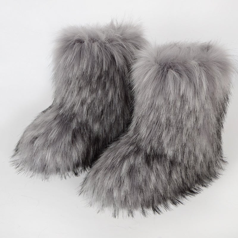 Boots Children'S Winter Warm Thickness Non-Slip Shibuya Mao Mao Boots Mid-Tube Stylish Snow Boots - Image 3