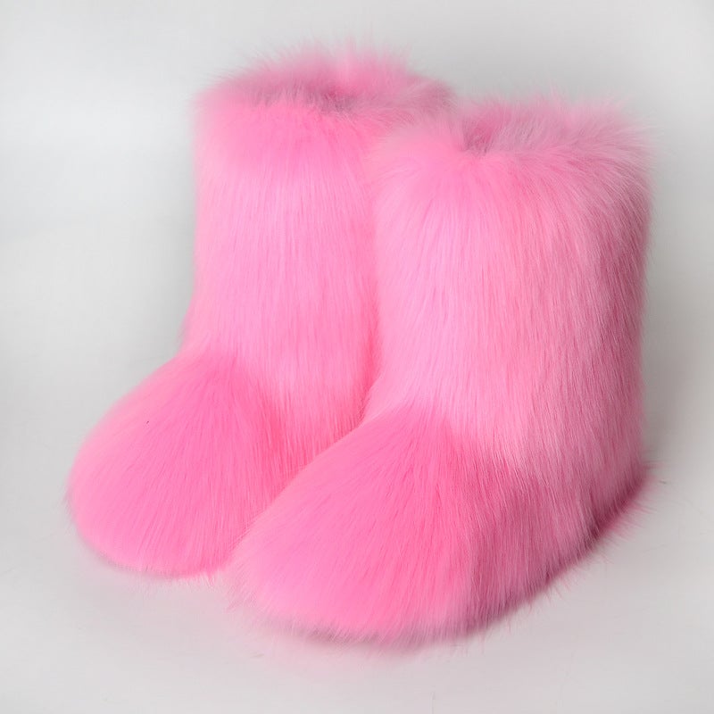 Boots Children'S Winter Warm Thickness Non-Slip Shibuya Mao Mao Boots Mid-Tube Stylish Snow Boots - Image 1