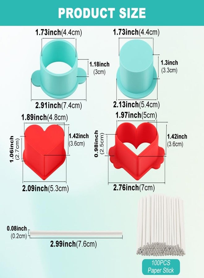WeiLingBo 2Pcs Circle and Heart Cake Po p Cutter and Pusher,3D Printed Cake Po-p Molds Shapes Press Set,Cake Po ps Cutter and Maker for Home Baking,Birthday Parties,Wedding - Image 2