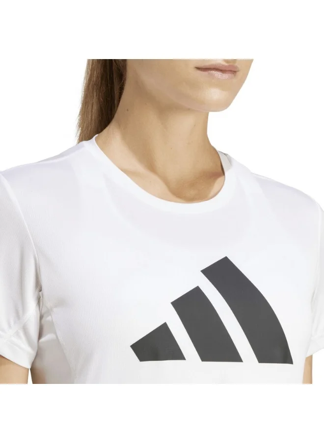 adidas تي شيرت ران ات للجري للنساء أبيض XS