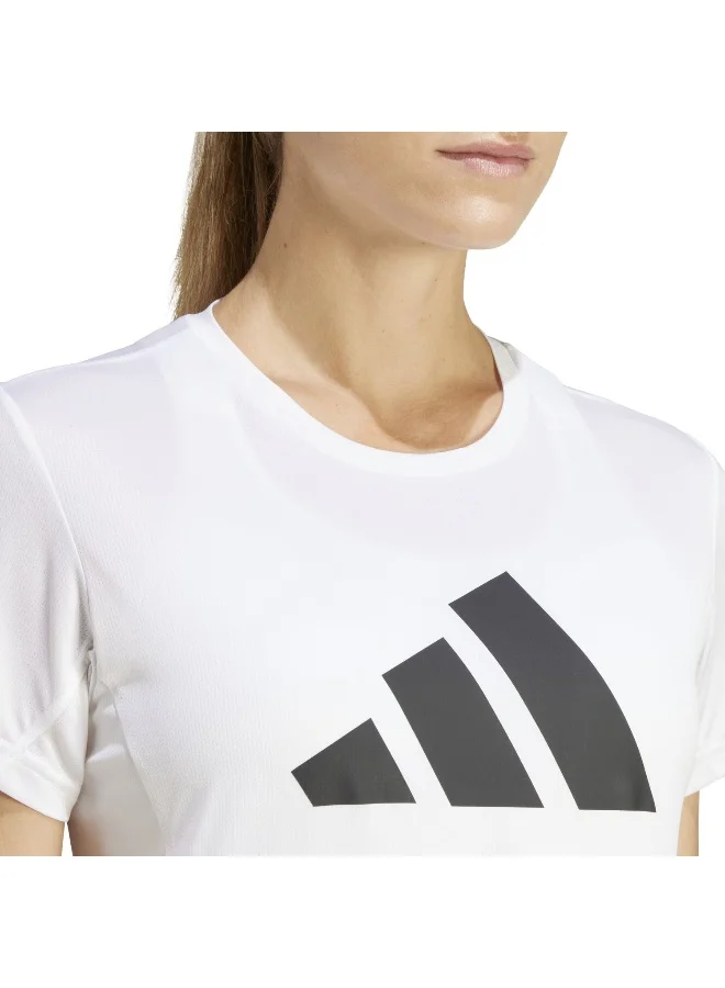 adidas تي شيرت ران ات للجري للنساء أبيض XS