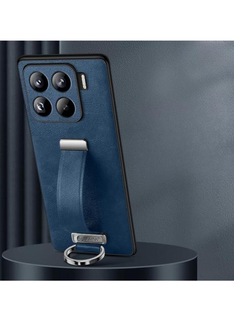 Case Compatible with Xiaomi 15 Pro Case, Retractable Wristband Handheld Leather Case Finger Hand Grip Band Belt Strap Case Shockproof Protective Bracket Cover