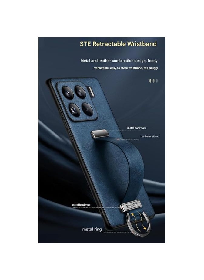General - Case Compatible with Xiaomi 15 Pro Case, Retractable Wristband Handheld Leather Case Finger Hand Grip Band Belt Strap Case Shockproof Protective Bracket Cover - Image 1
