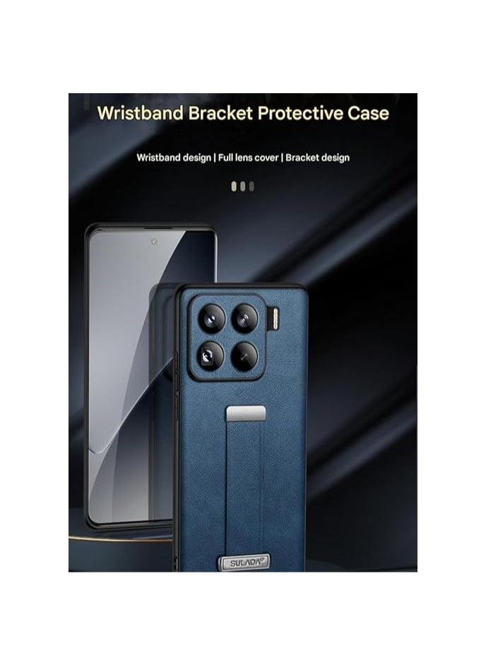 General - Case Compatible with Xiaomi 15 Pro Case, Retractable Wristband Handheld Leather Case Finger Hand Grip Band Belt Strap Case Shockproof Protective Bracket Cover - Image 1