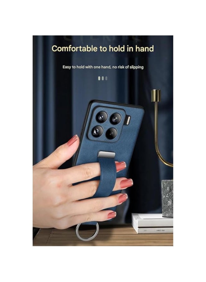General - Case Compatible with Xiaomi 15 Pro Case, Retractable Wristband Handheld Leather Case Finger Hand Grip Band Belt Strap Case Shockproof Protective Bracket Cover - Image 1