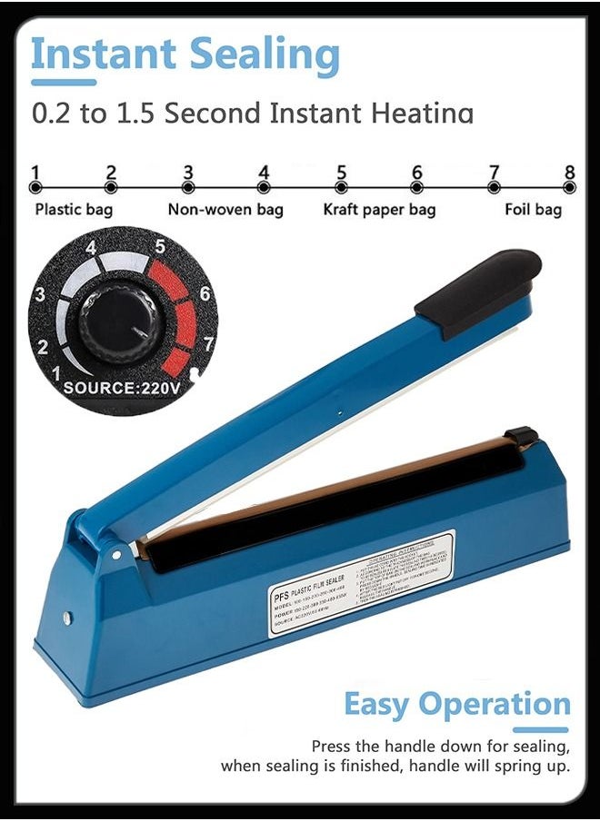 Toshionics Food Sealer Sealing Packaging Machine Electric Manual Hand Impulse Heat Vacuum For Plastic Packet Pouch Bag Polybag Packing Kitchen Seal Package 300mm  - Image 5