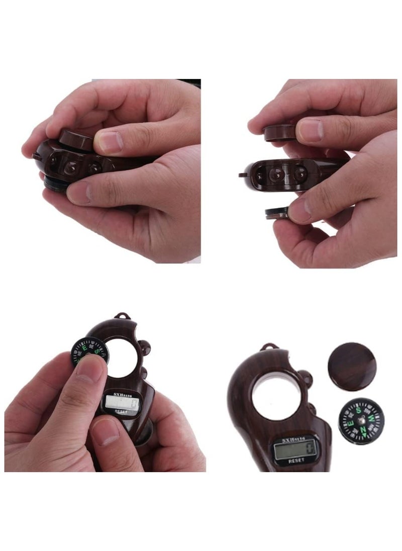 Generic - Digital Tasbeeh Hand Tally Counter Finger Ring LED Display Counting Machine with Compass Electronic Counter for Zikr, Jaap Mala & Prayers Adjustable Finger Strap for Comfortable Use Portable & Lightweight Design – Easy to Carry Pack of 5 – Multicolor - Image 1