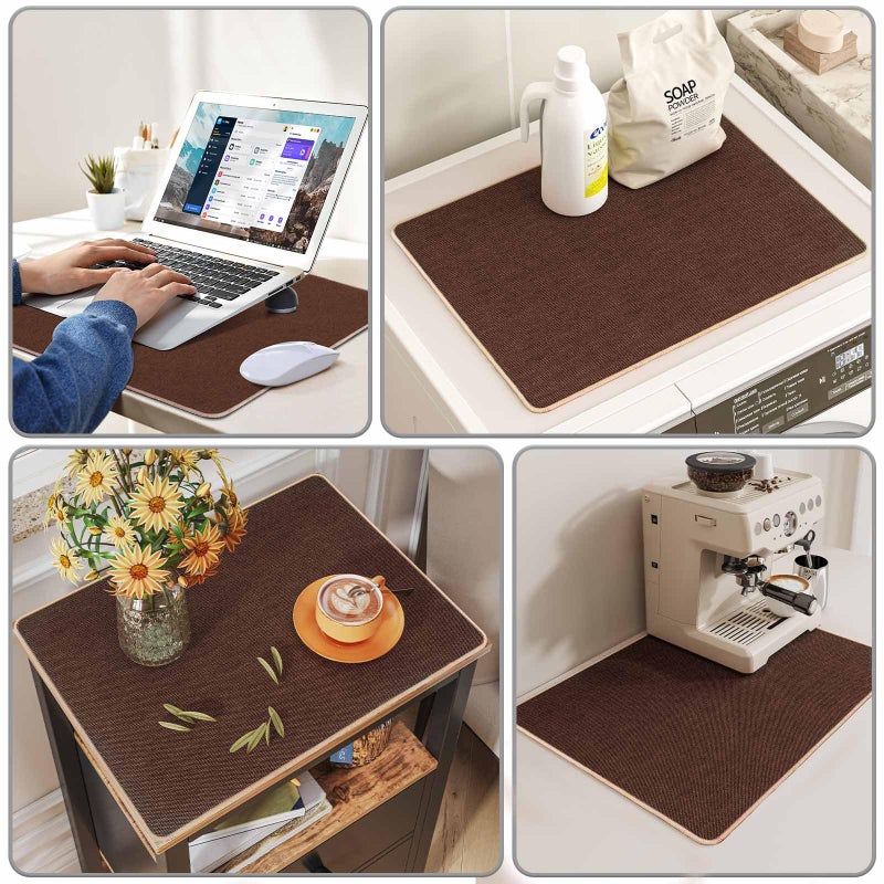 DAWNTREES Night Stand Cover for Top,11.8" x 15.7" Small Bedside Table Cloth,Waterproof and Anti Slip,Nightstand Mat Protector,Brown - Image 5