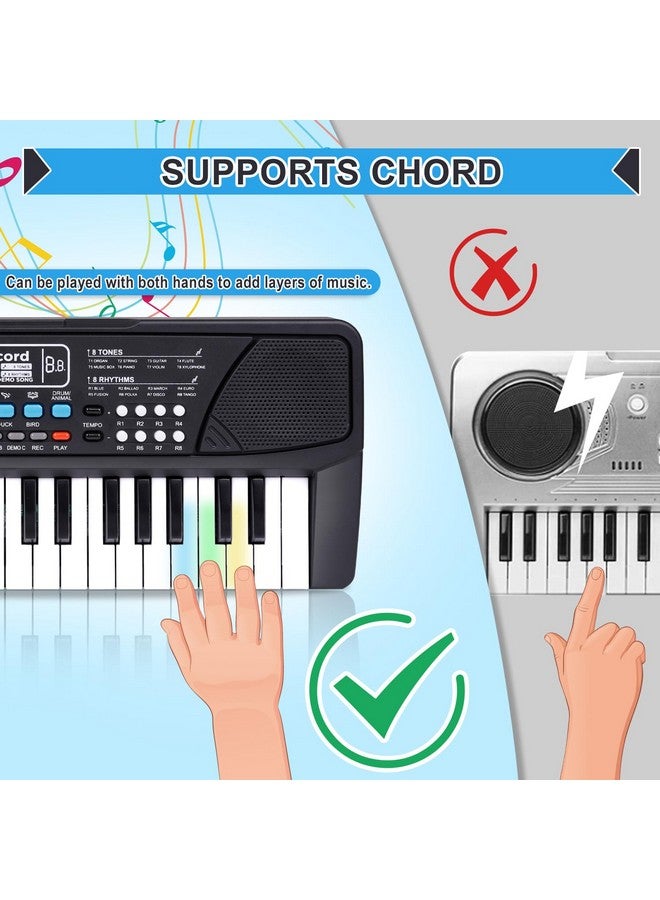 M SANMERSEN Upgraded Kids Piano Keyboard 37 Keys with Microphone, Music Toys Birthday Gifts for 3 4 5 6 Year Old Boys Girls, Black - Image 4