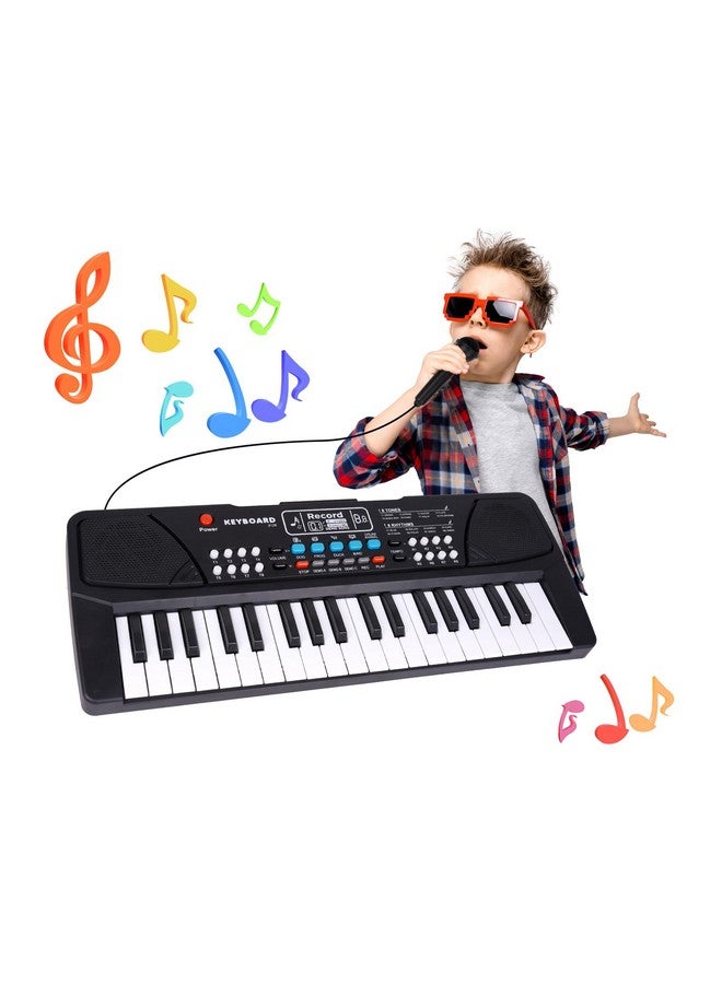 M SANMERSEN Upgraded Kids Piano Keyboard 37 Keys with Microphone, Music Toys Birthday Gifts for 3 4 5 6 Year Old Boys Girls, Black - Image 1