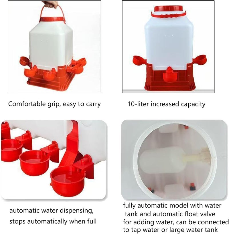 Leak-Proof Chicken Waterer Feeder with Stable Base Automatic Feeding for Poultry Chicken Waterer Feeder - Image 3