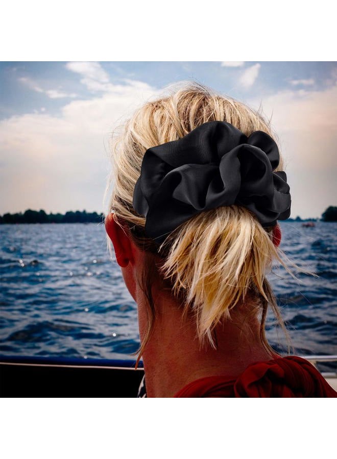 CEELGON Black Big Scrunchies for Women 6.3Inches Large Scrunchie Satin Oversized Silk Thick Elastic Hair Ties Jumbo Hair Scrunchies 6 Pack (Black) - Image 5