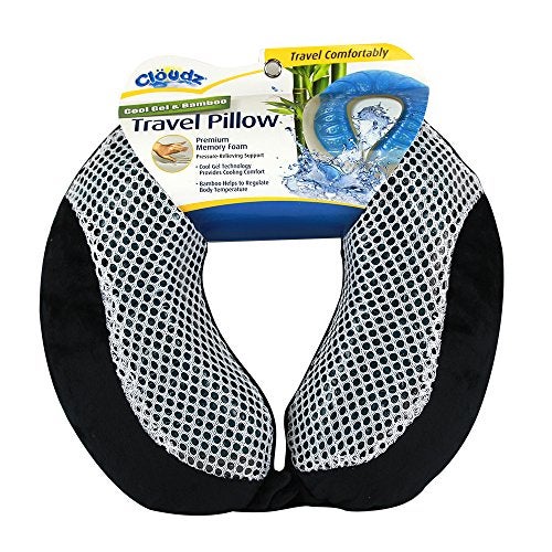 Cloudz Comfort Gel Memory Foam Travel Neck Pillow - Black - Image 1