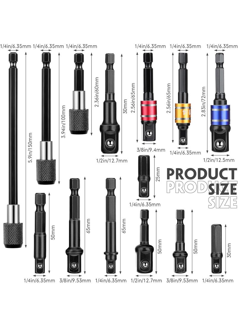 Reginary 32 Pieces Flexible Drill Bit Extension Set Including 105 Right Angle Drill Attachment 14 38 12 Inch Hex Adapter Socket Bendable Magnetic Extender Universal Bit Extension Screwdrive  - Image 2