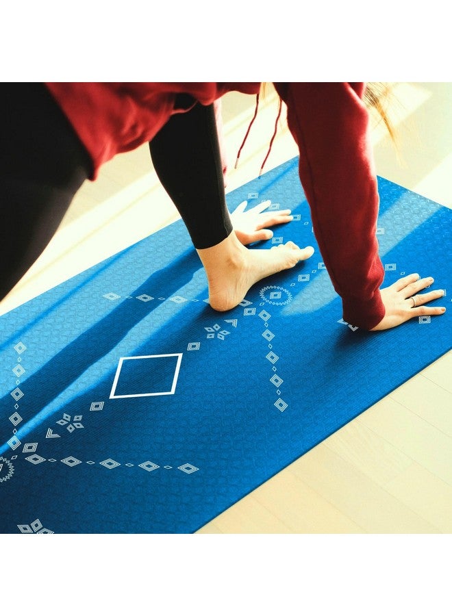 ThinkArtDecor Think Art Decor Alignment Yoga Mat for Women, Men, Kids, 6mm Thick TPE Mat with Strap, Dual textured for Anti-Slip, Durable Exercise Mat for Home Workout, Gym*, Meditation (24X72 inch, Sky Blue) - Image 1