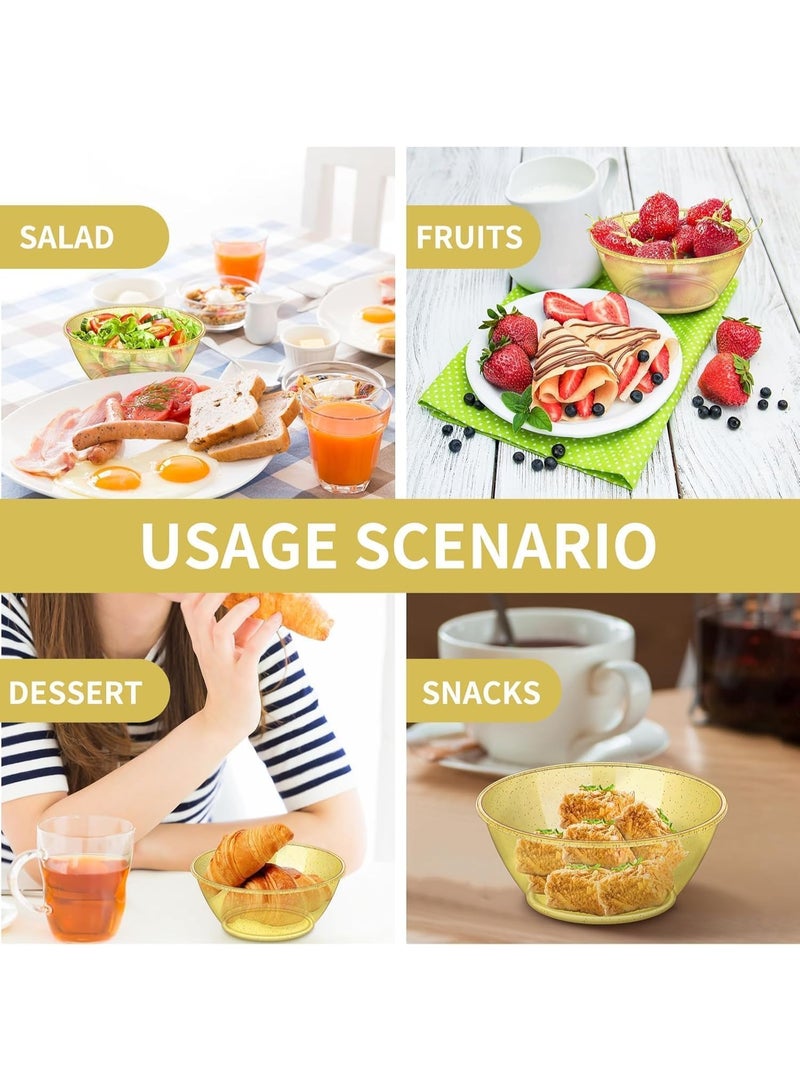 عبوة من 50 وعاء بلاستيكي، وعاء ذهبي للاستخدام مرة واحدة، سعة 6 أونصات، حلوى صغيرة، سلطة، آيس كريم، أطباق تقديم شفافة صلبة، للحفلات، تقديم الطعام، الفواكه، البارفيه، الوجبات الخفيفة - Image 4