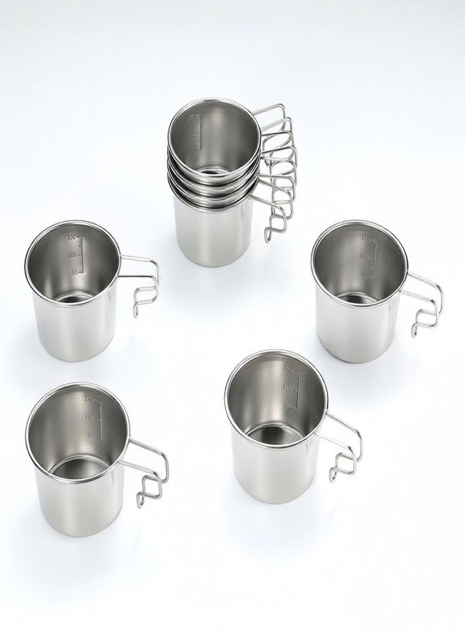 Campingmoon 4pcs Sierra Cups with Storage Bag Outdoor Stainless Steel 160ml Sierra Coffee Cup Set Picnic Tableware Kit Portable Barbecue Hiking Camping Cups Picnic Cookware Set - Image 4