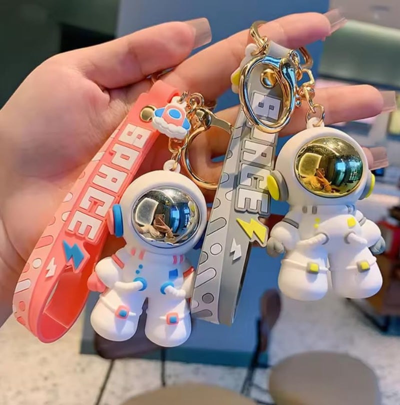 AEROSTARK Cartoon Characters Keychain for Girls Boys, Cute Silicon Keychains Accessories Keyring Key Purse Backpack Car Charms for Kids Gifts (Astro Grey & Pink Combo) - Image 3