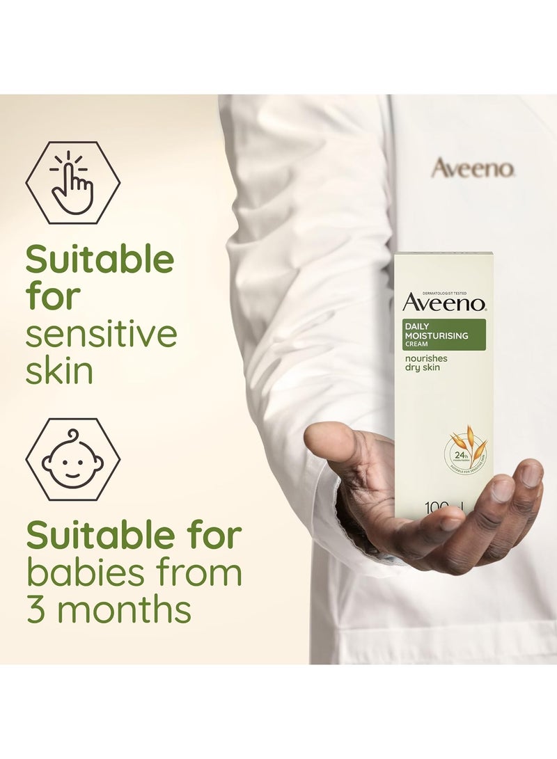 Aveeno Body Cream, Daily Moisturizing Dry & Sensitive Skin 100ml - Image 4