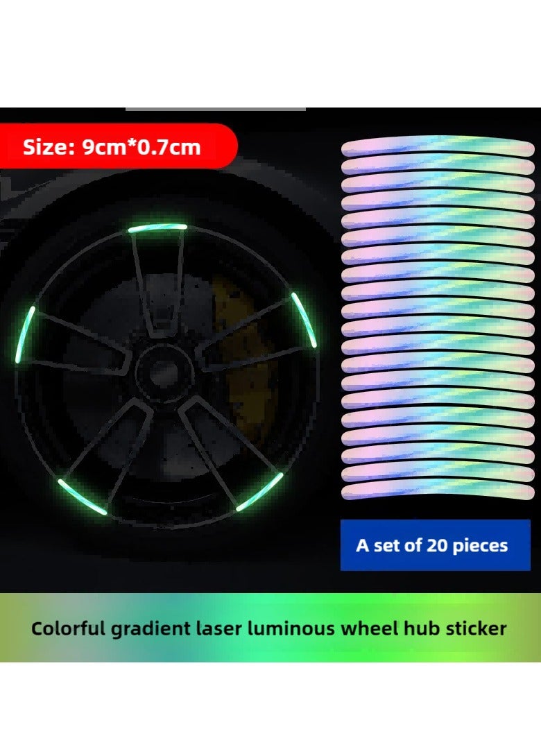 40PCS Reflective Car Wheel Sticker, Car Stickers Glowing Wheel Hub Sticker Car Stripe Decals, Luminous Car Stickers for Night Driving, High Reflective Wheel Stickers Decoration Universal - Image 1