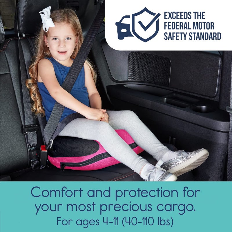 هيكابوب UberBoost Inflatable Booster Car Seat | Blow up Narrow Backless Booster Car Seat for Travel | Portable Booster Seat for Toddlers, Kids, Child | Pink/Black - Image 2